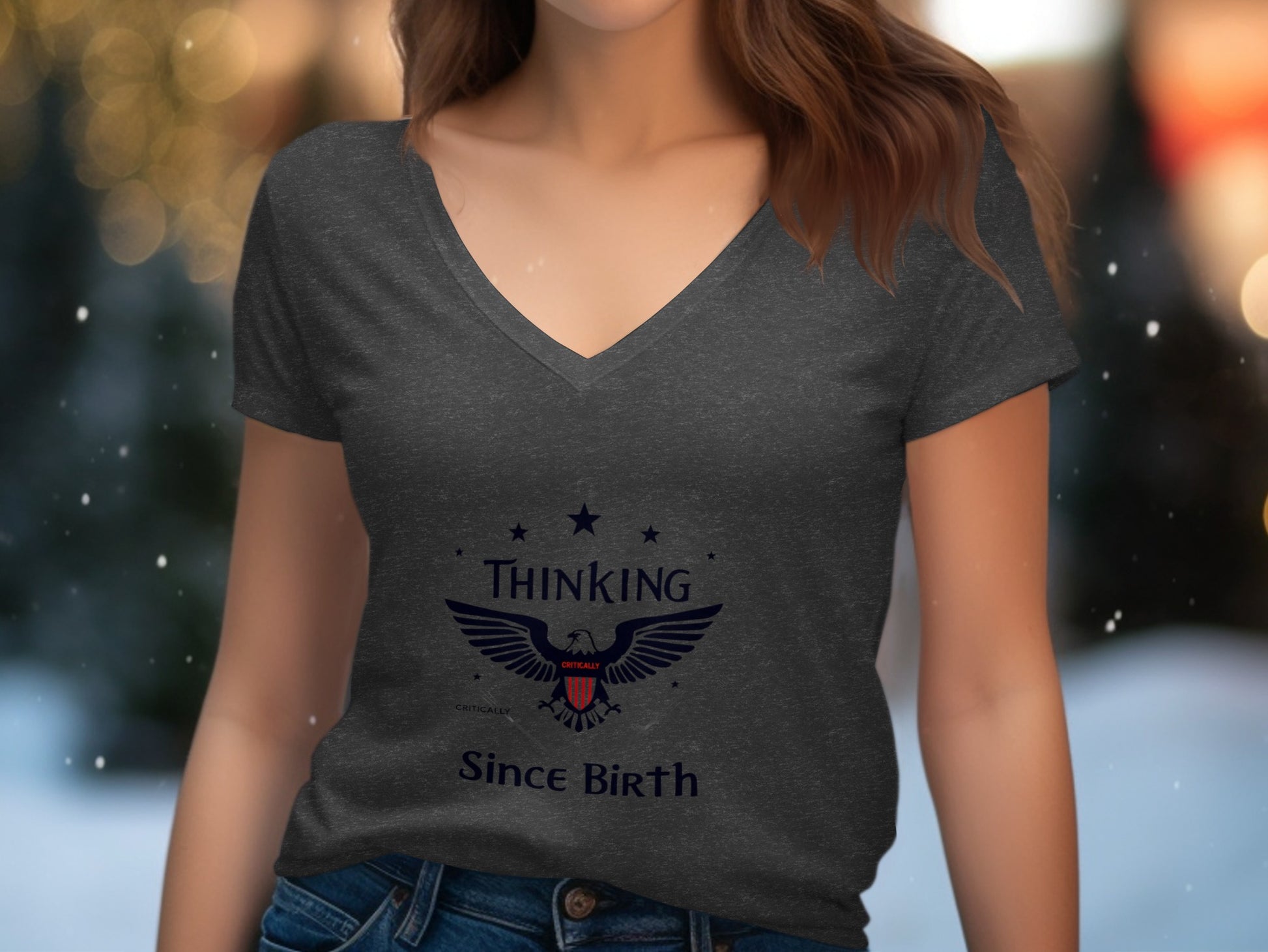 Thinking Since Birth V-neck T-shirt product type
