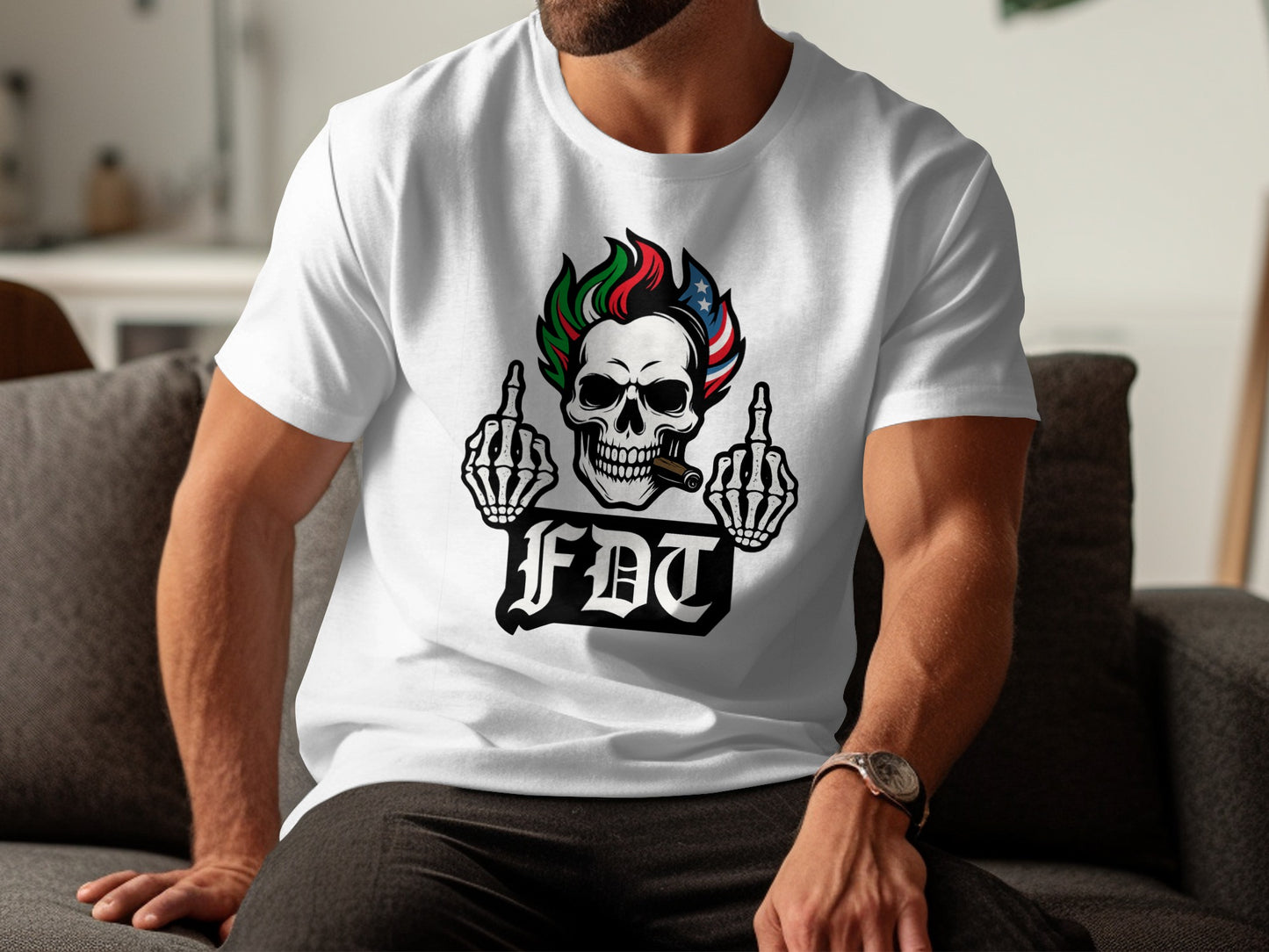 Skull Design with Two Middle Fingers T-Shirt product