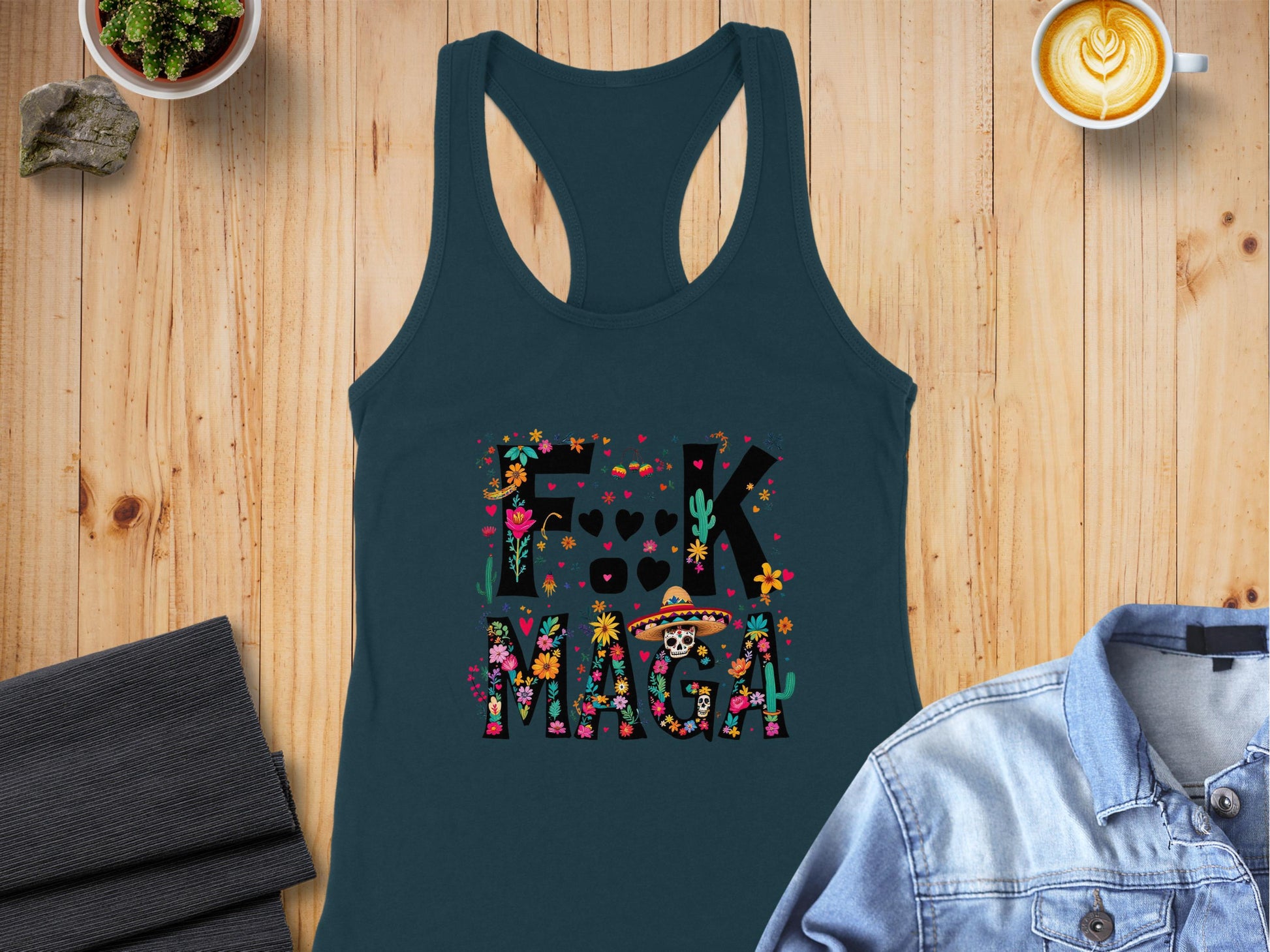 Vibrant F*** MAGA Design Racerback Tank Top product type