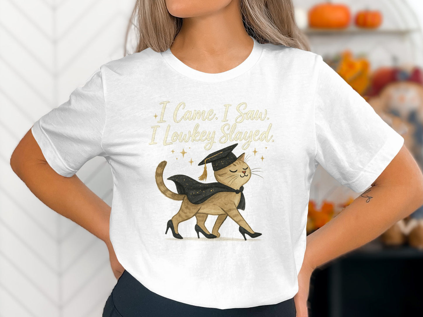 I Came I Saw I Lowkey Slayed Cat T-Shirt product