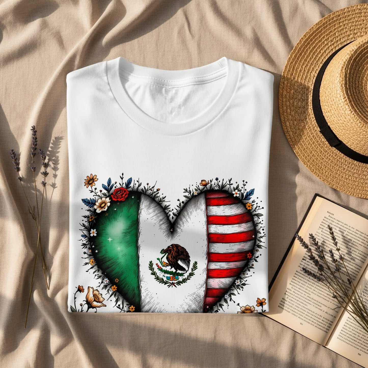 Mexican American Heart Design T-Shirt product