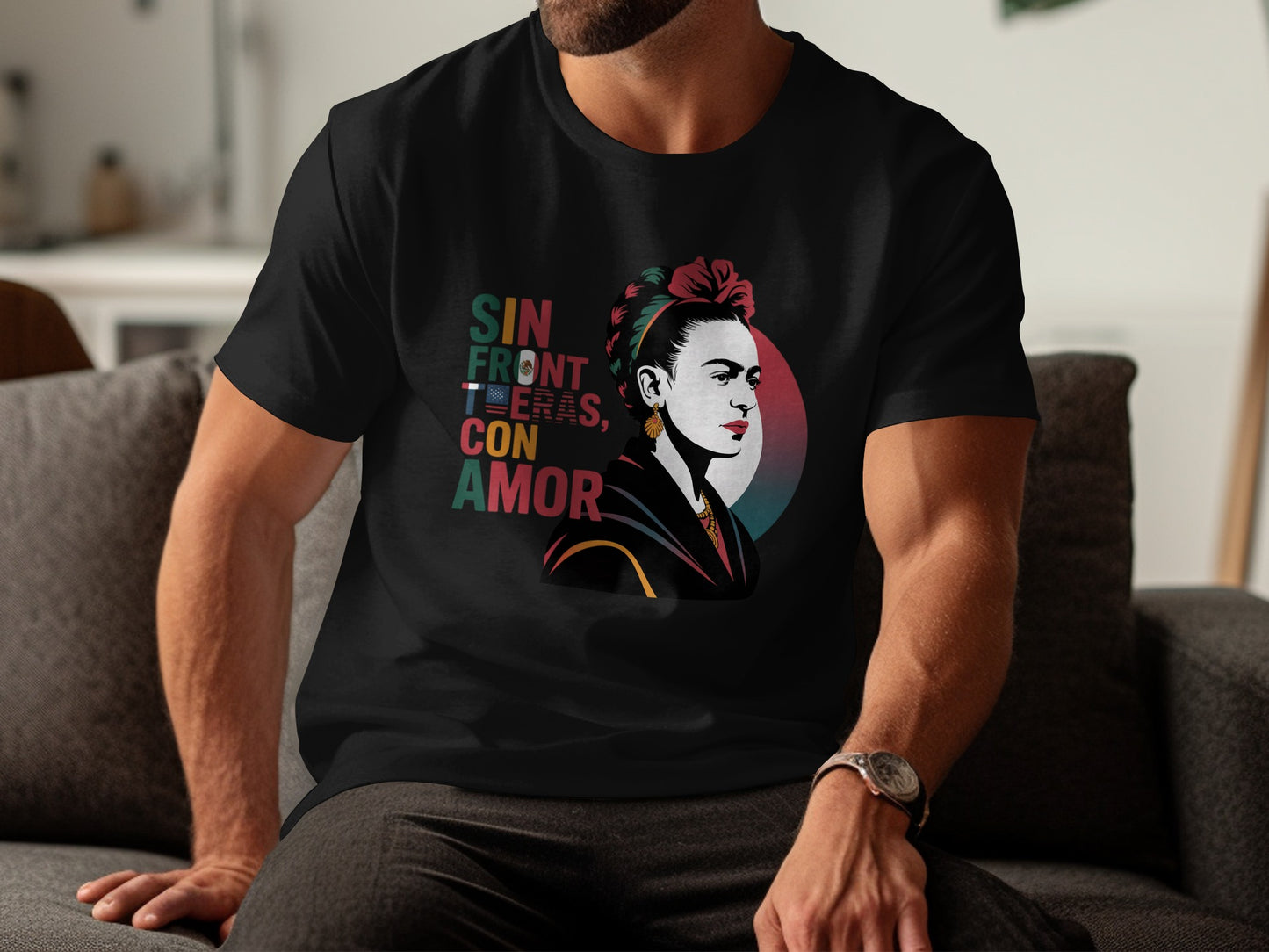 Artistic Sin Fronteras Con Amor Design T-shirt product