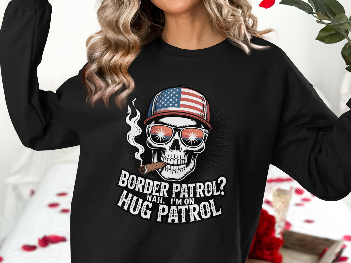 Funny Hug Patrol Skull Graphic Long Sleeve Shirt product
