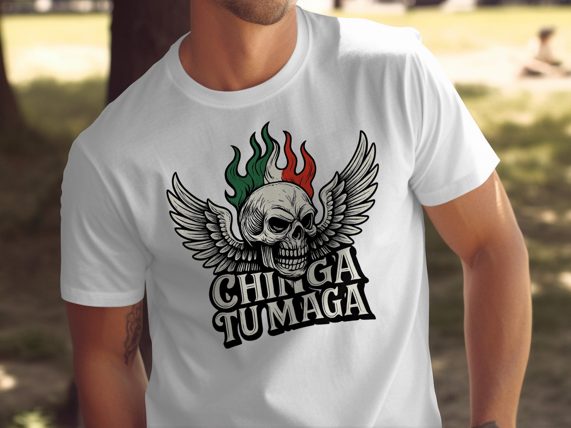 Chinga Tumaga Winged Skull Graphic T-shirt product type