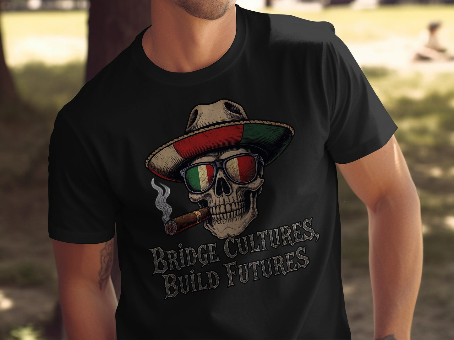 Bridge Cultures Build Futures Skull T-shirt product