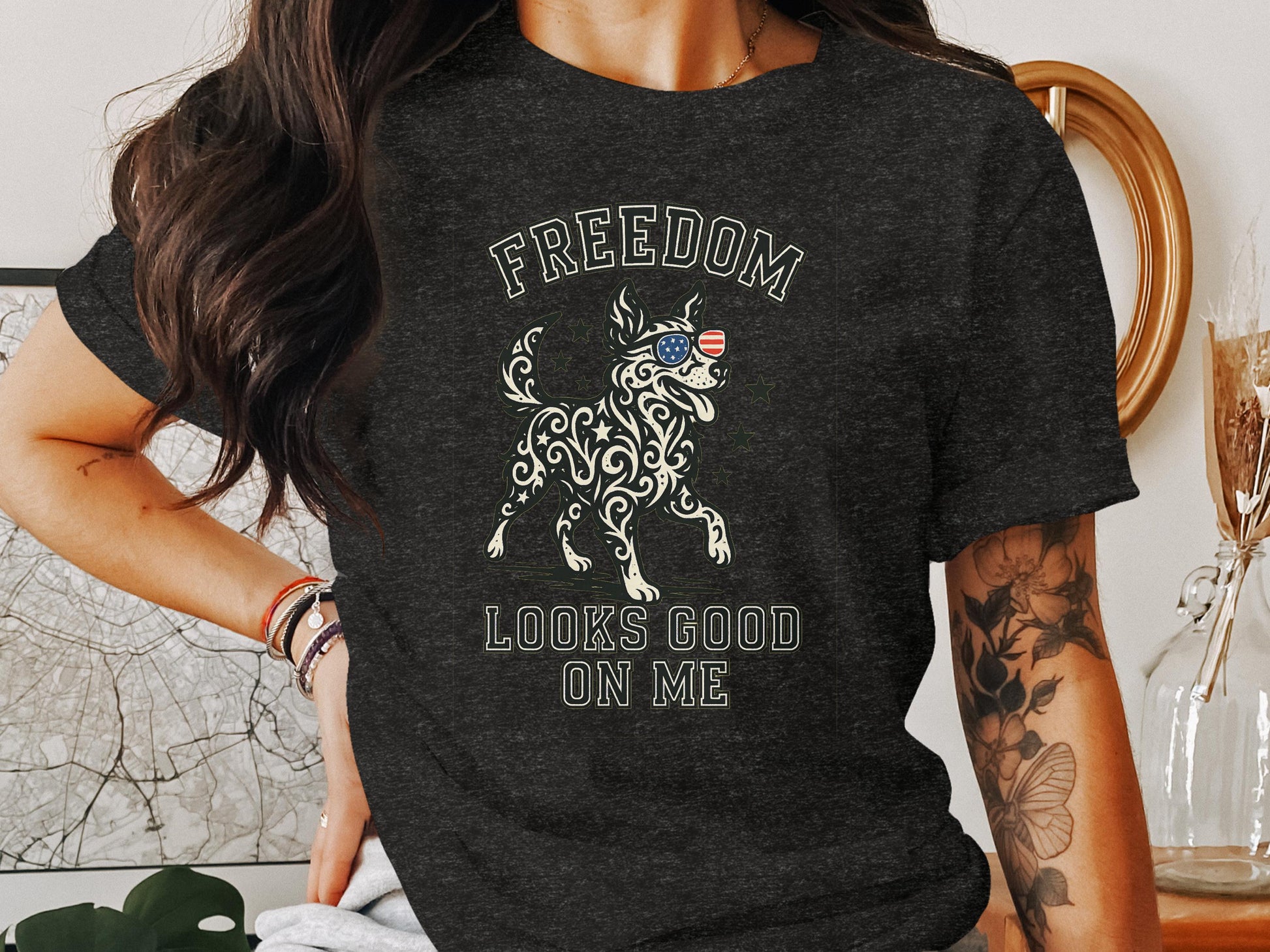 Freedom Looks Good on Me Dog Graphic Tee product