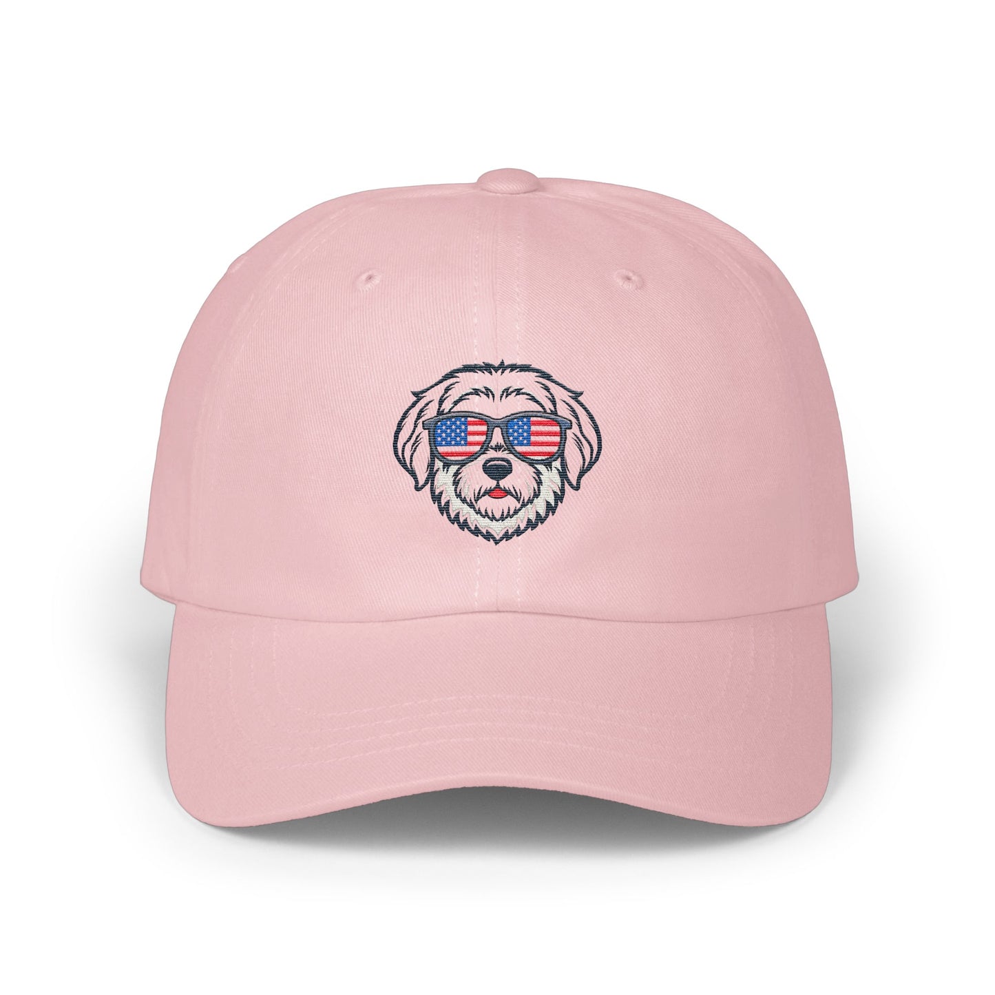 Cute Pink Baseball Cap with Dog Wearing Sunglasses product type