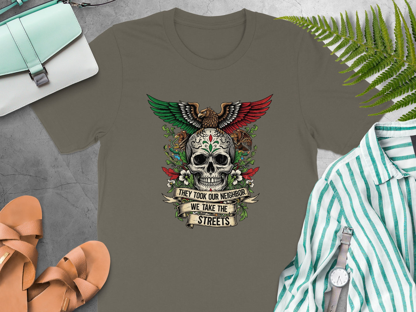Skull with Wings and Banner Graphic T-Shirt product