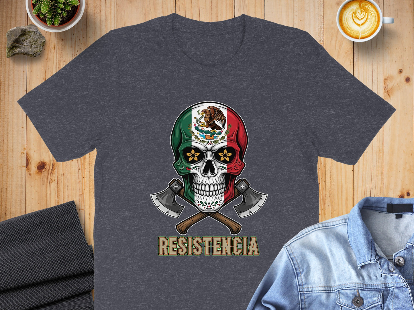 Resistencia Skull with Axes Mexican Flag Design Shirt product type