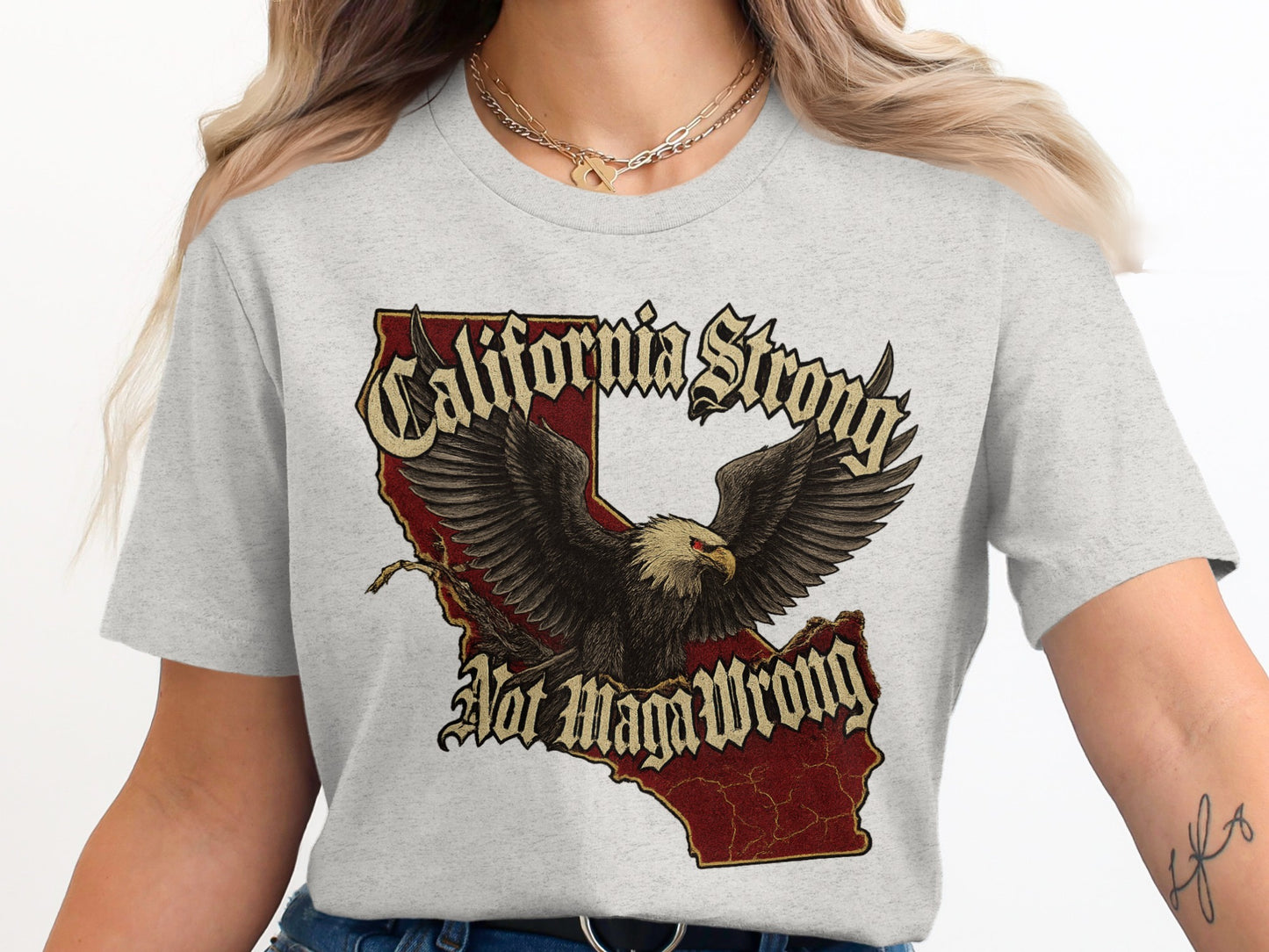 California Strong Not Man Wrong Graphic T-Shirt product type