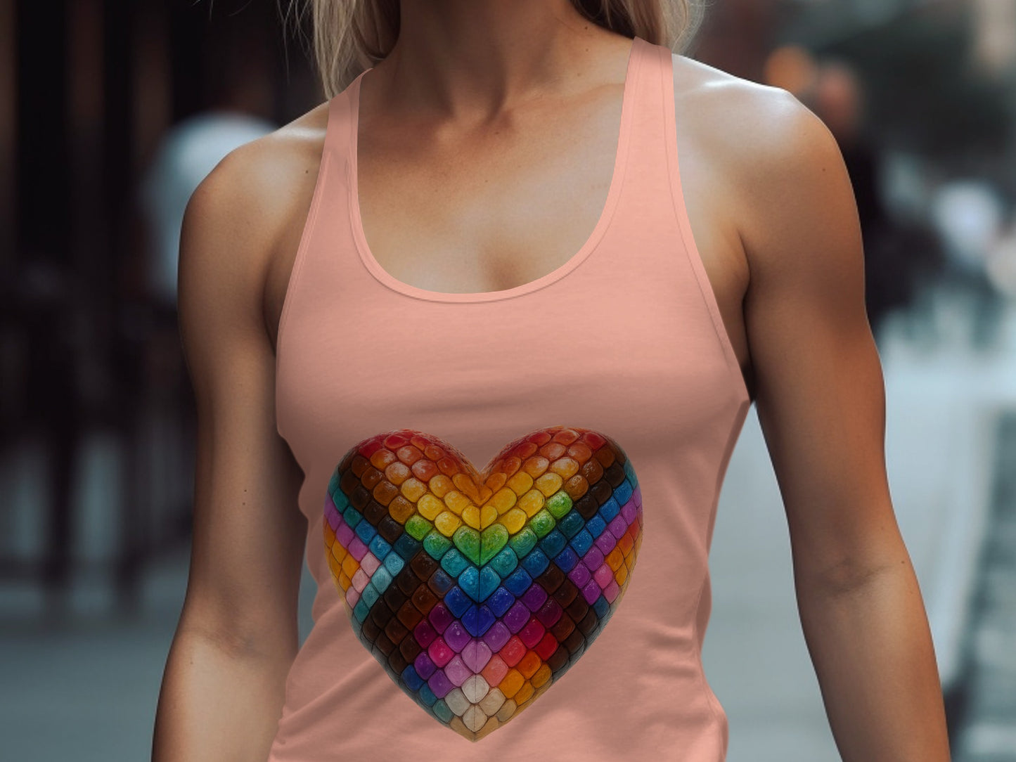 Vibrant Rainbow Heart Design on Fashionable Tank product