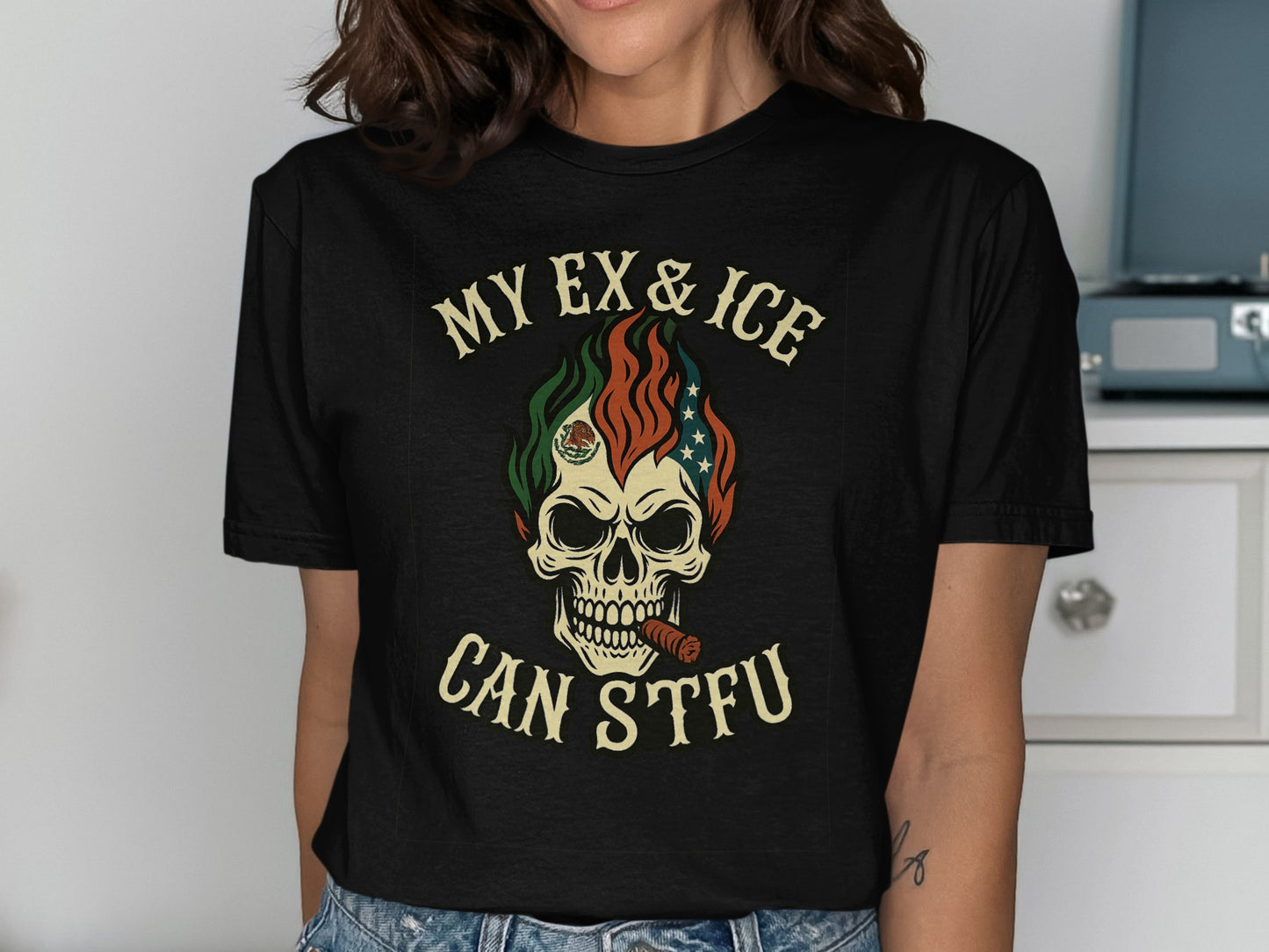 My Ex and Ice Can STFU Skull Graphic Tee product