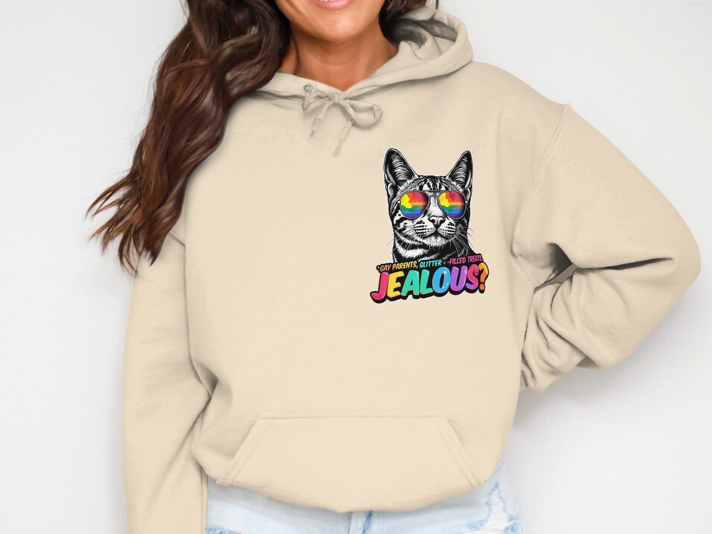 Cat Wearing Sunglasses Jealous Colorful Hoodie product
