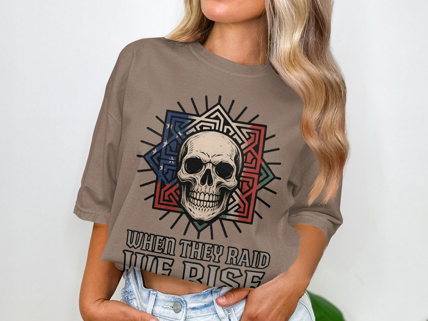When They Raid We Rise Skull Graphic Tee