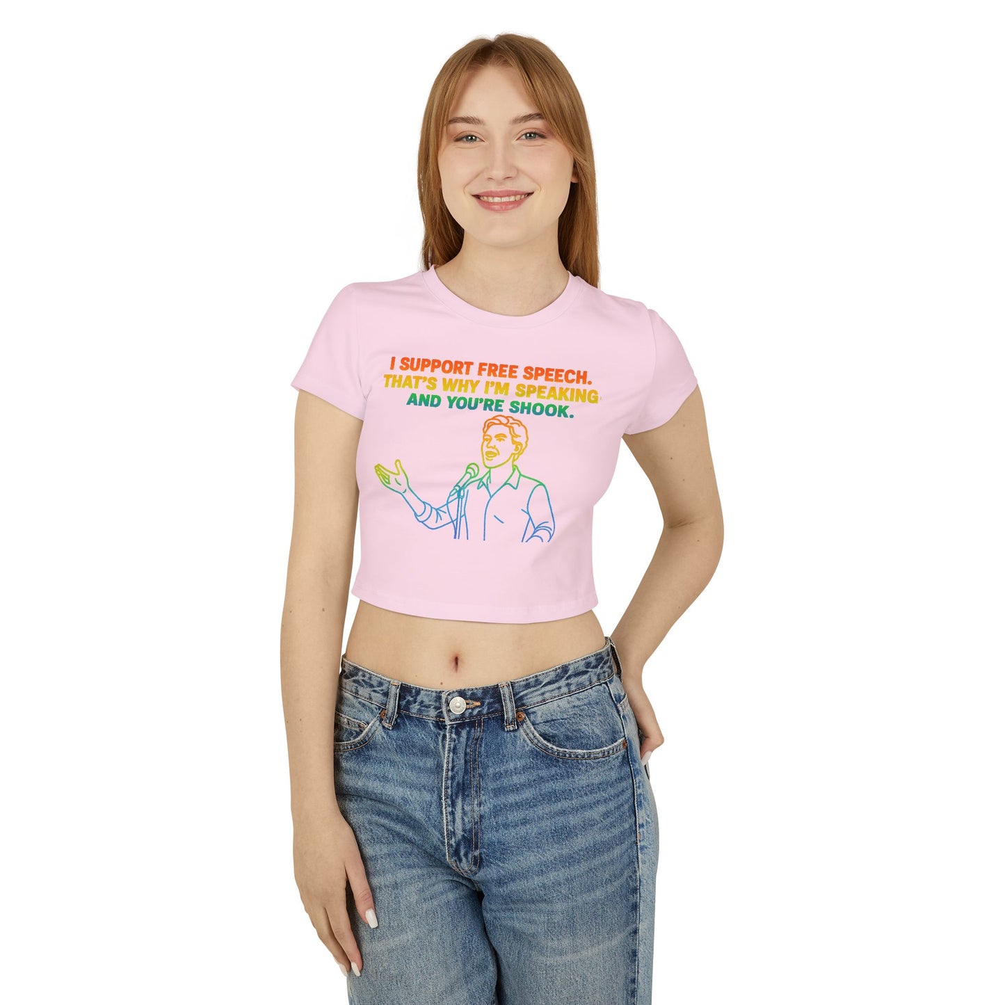 Pride Crop Top Women's Baby Tee - I Support Free Speech Graphic Top