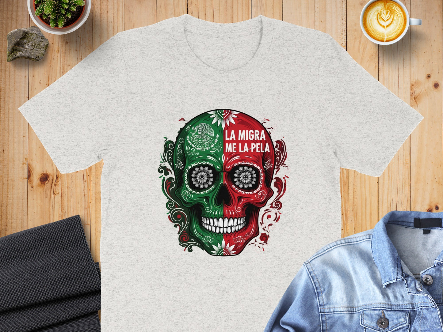 La Migra Me La Pela Skull Graphic T-Shirt product type