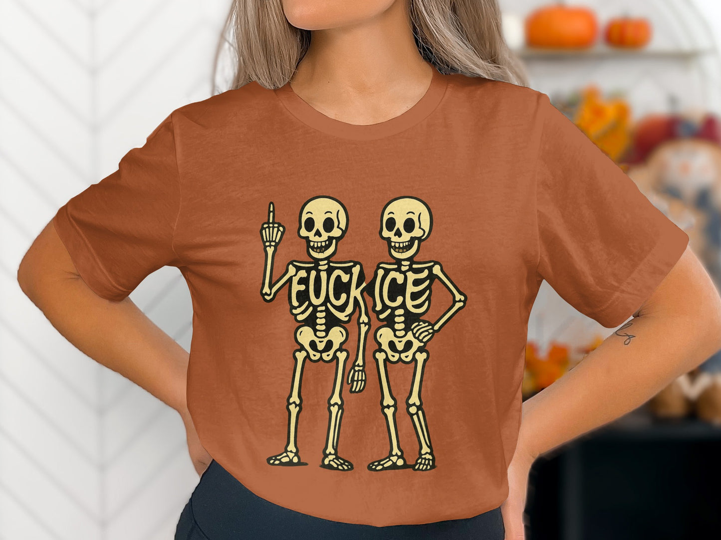 Halloween Skeletons F*ck Ice Gesture T-shirt product type