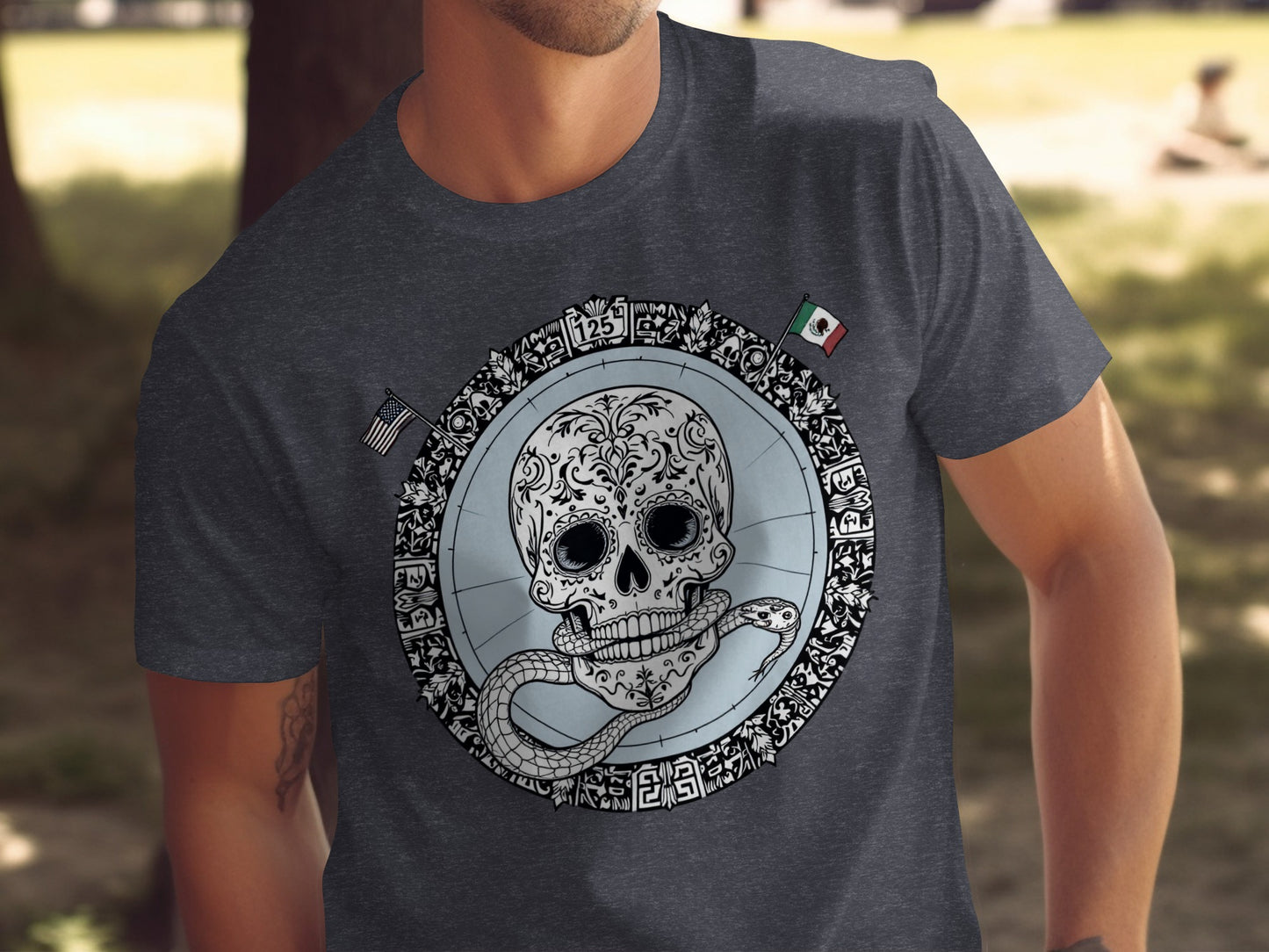 Intricate Skull and Serpent Graphic Tee product type