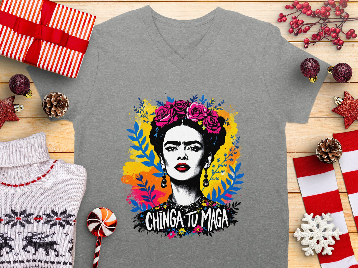 Vibrant artistic graphic Chinga tu Maga shirt design