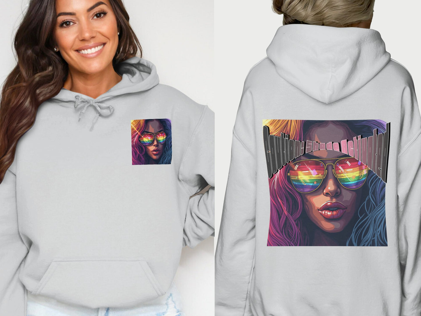 Fashionable Hoodie With Colorful Artistic Graphic Design product type