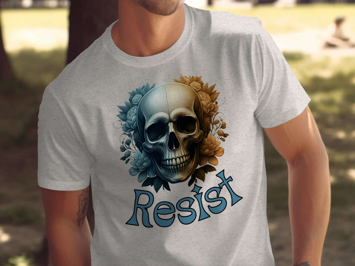 Resist Skull Design Graphic T-shirt product type