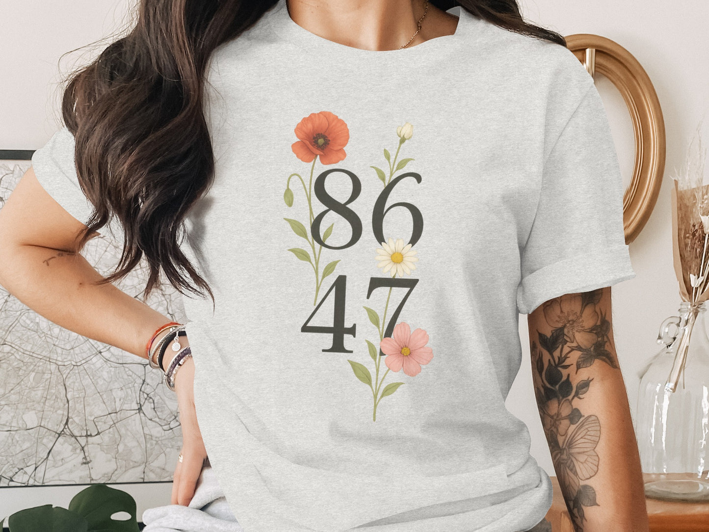 Floral 8647 Print Casual Short Sleeve Graphic Tee product