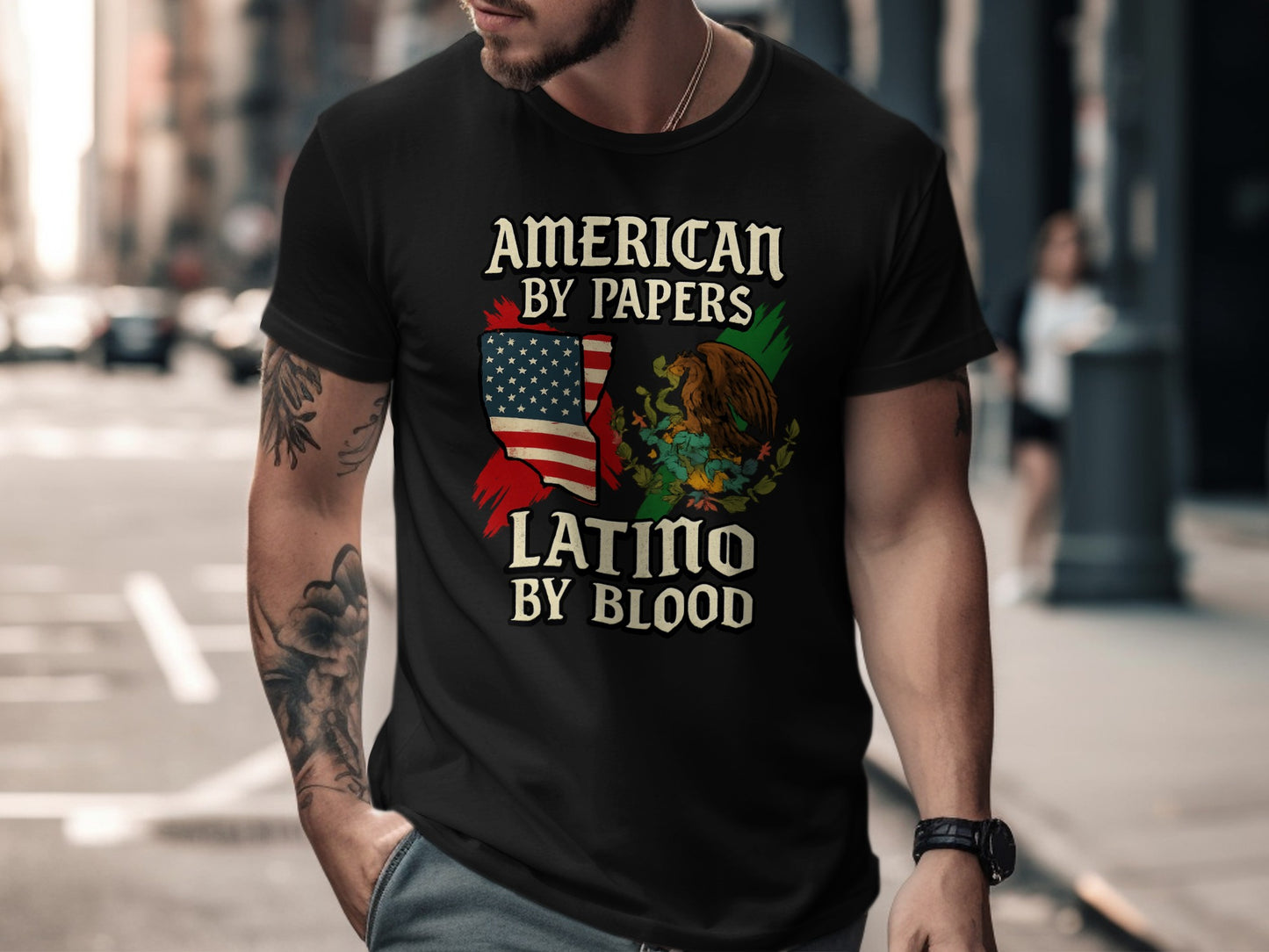 American by Papers Latino by Blood T-shirt product type