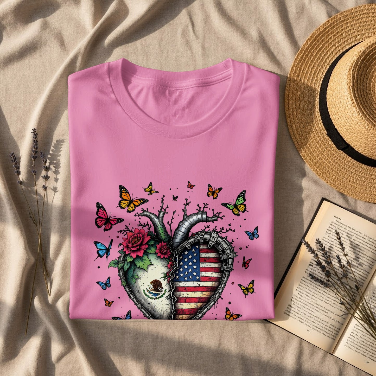 Patriotic Skull Heart and Butterflies T-shirt product