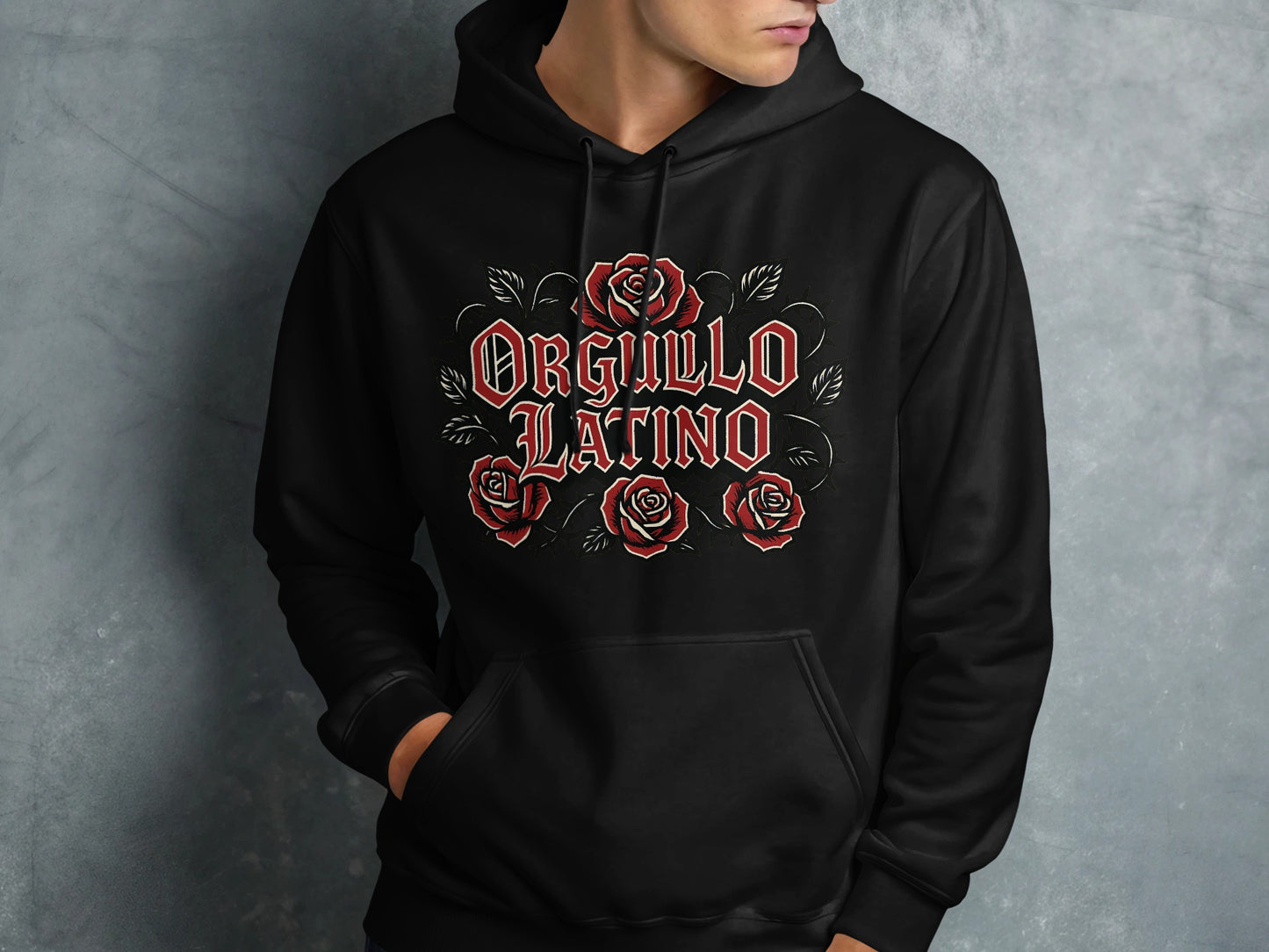 Orgullo Latino hoodie with floral design product type