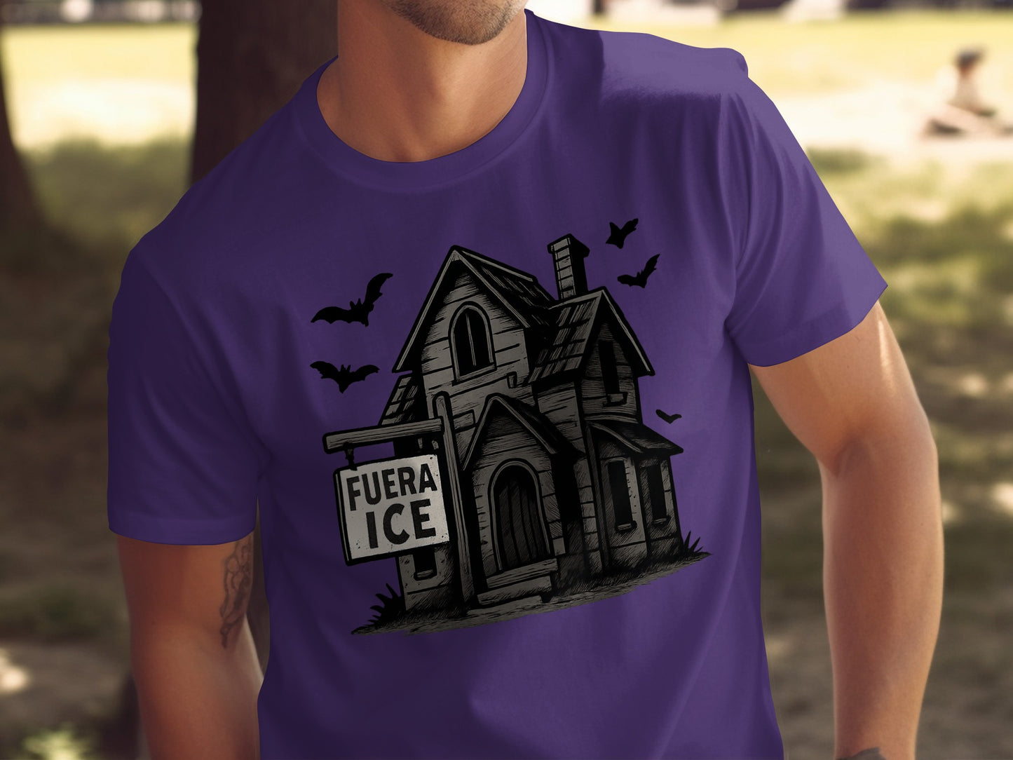 Haunted House with Bats Halloween T-Shirt product type