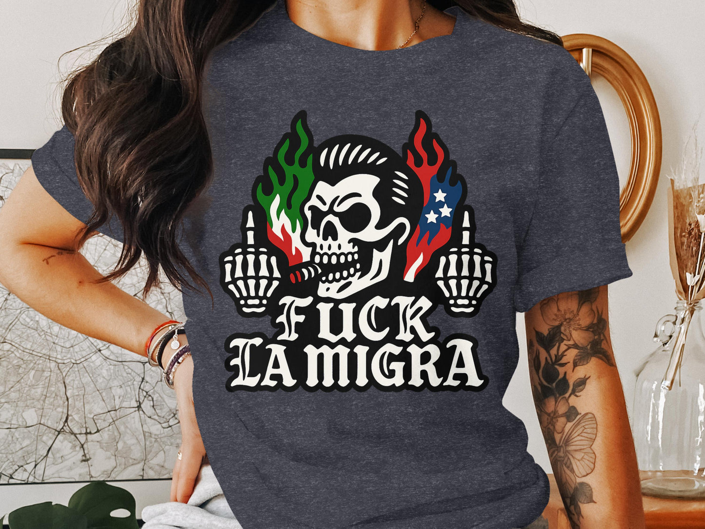 La Migra Skull Graphic Tee Shirt product