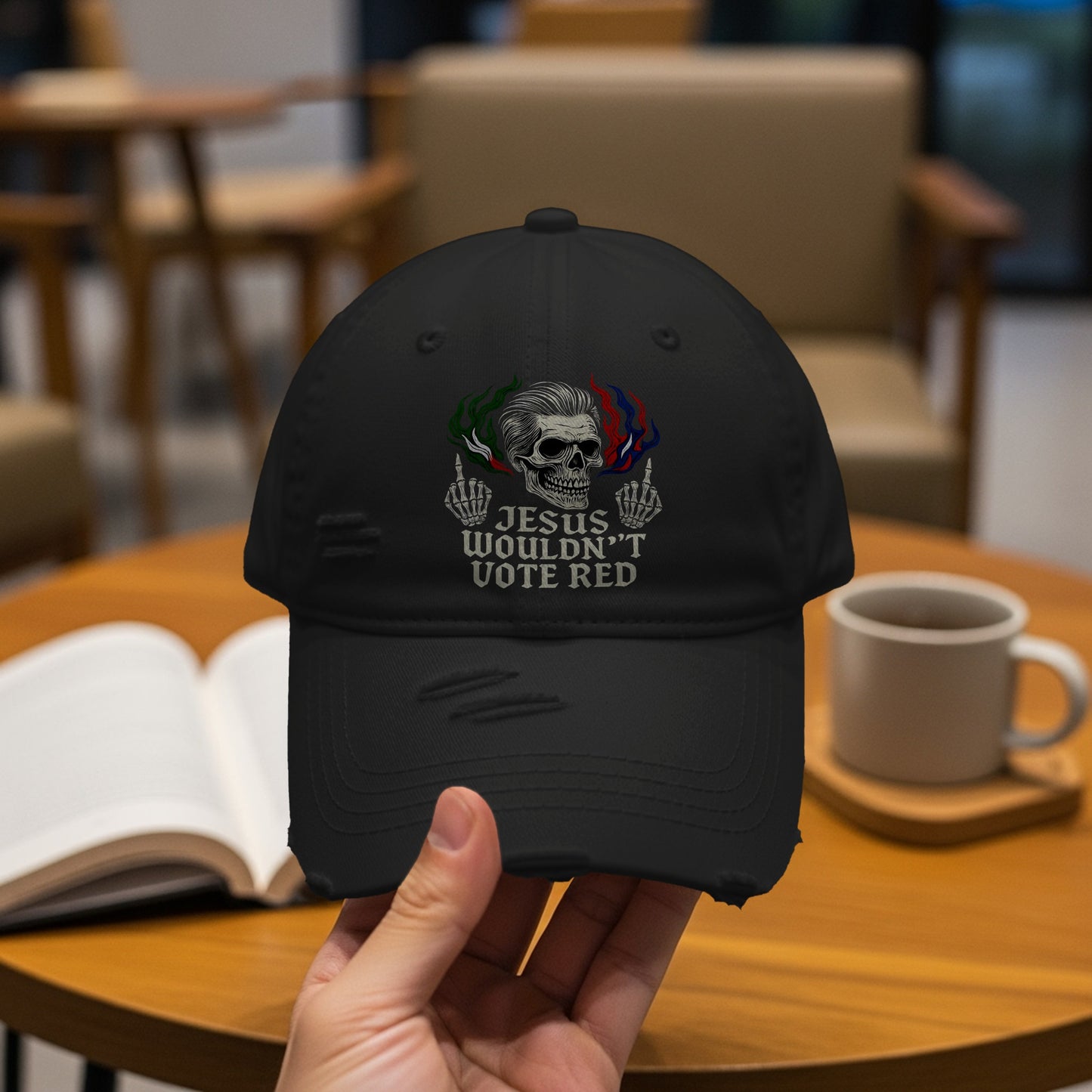 Jesus Wouldn't Vote Red Embroidered Baseball Cap product type