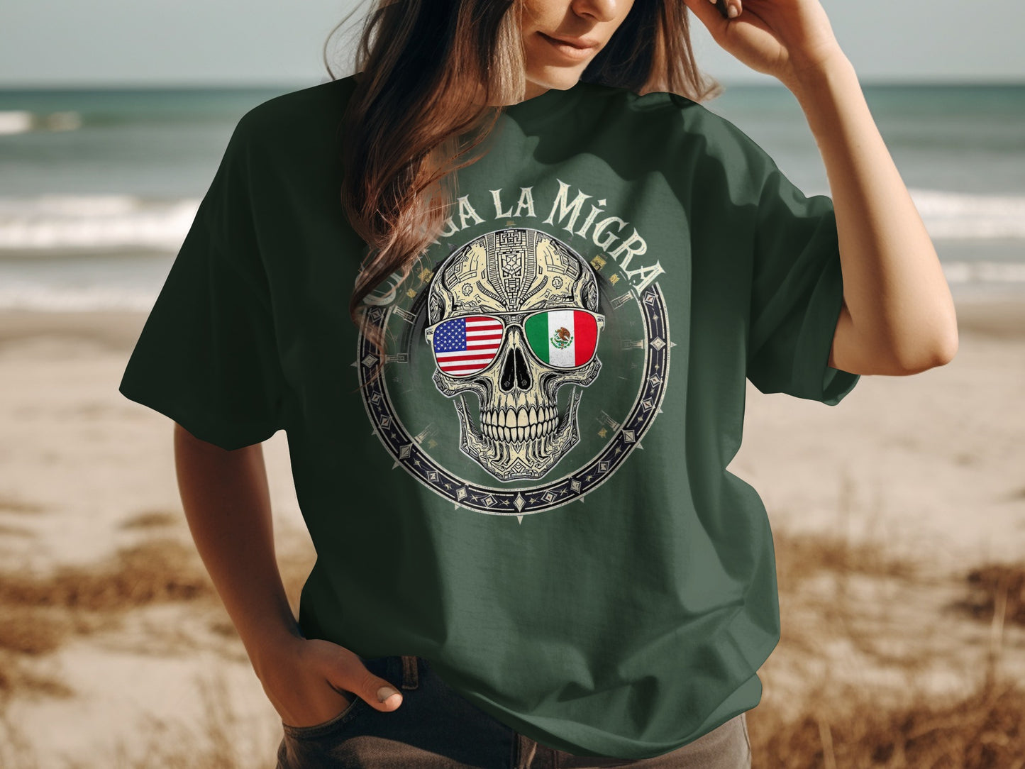 Chinga La Migra Skull Graphic Tee Shirt product type