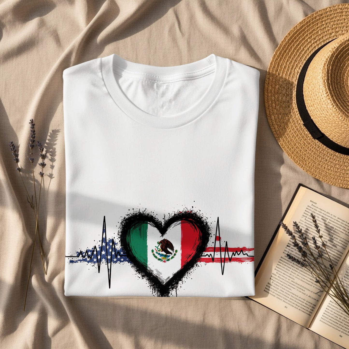 Mexican Heartbeat Design White T-Shirt product