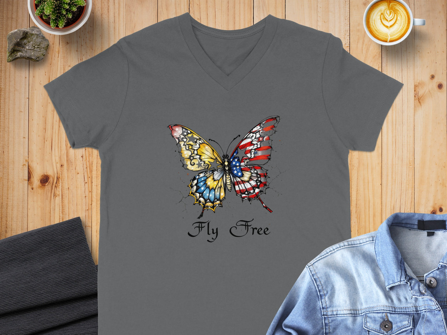 Vibrant Butterfly Design Fly Free Graphic T-Shirt product type