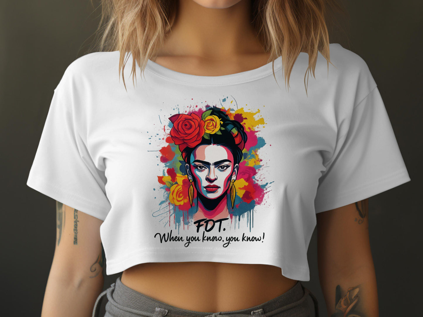 Colorful Artistic Portrait Crop Top Shirt Product