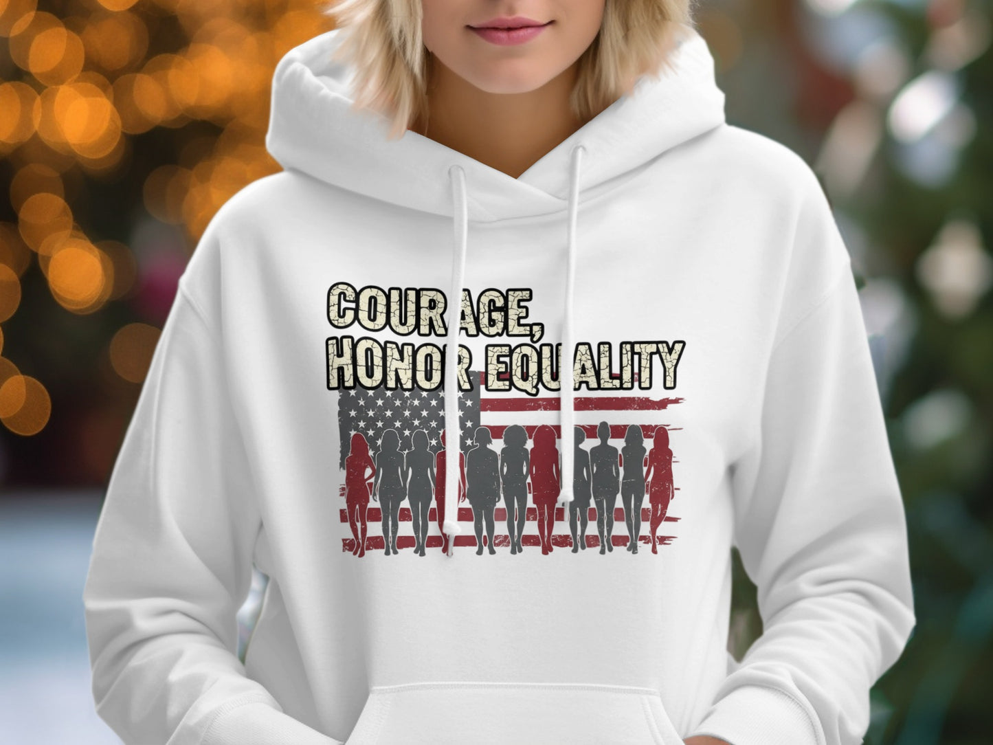 Courage Honor Equality Graphic White Hoodie product type