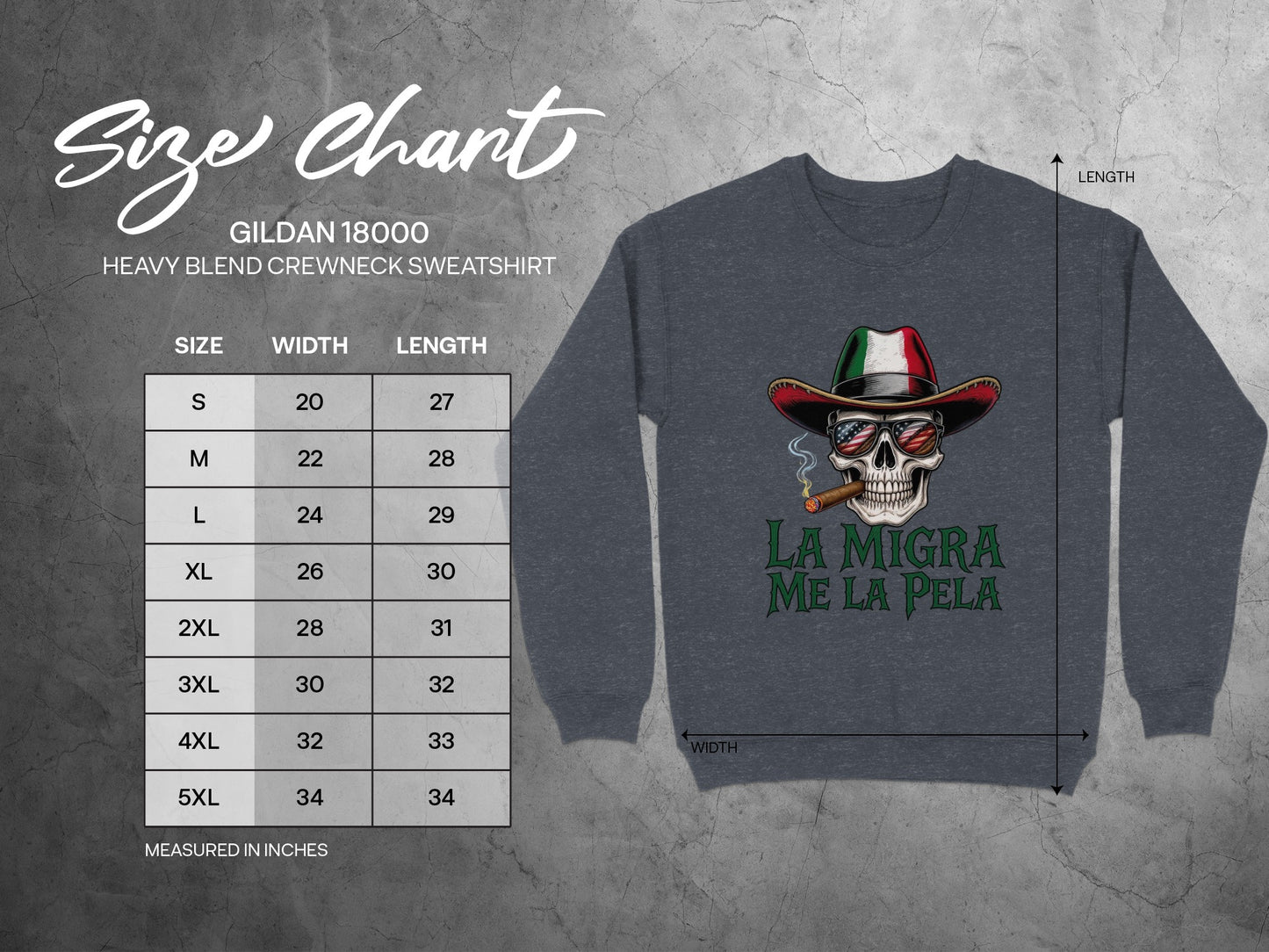 La Migra Me La Pela Skull Design Crewneck Sweatshirt product type