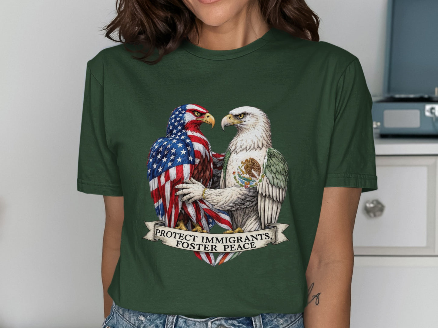 Protect Immigrants Foster Peace Graphic Shirt product type