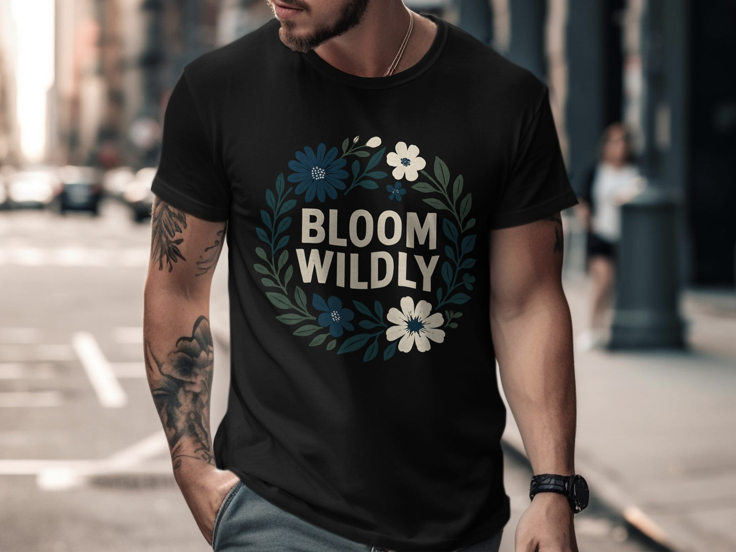 Bloom Wildly Floral Design Casual T-Shirt product
