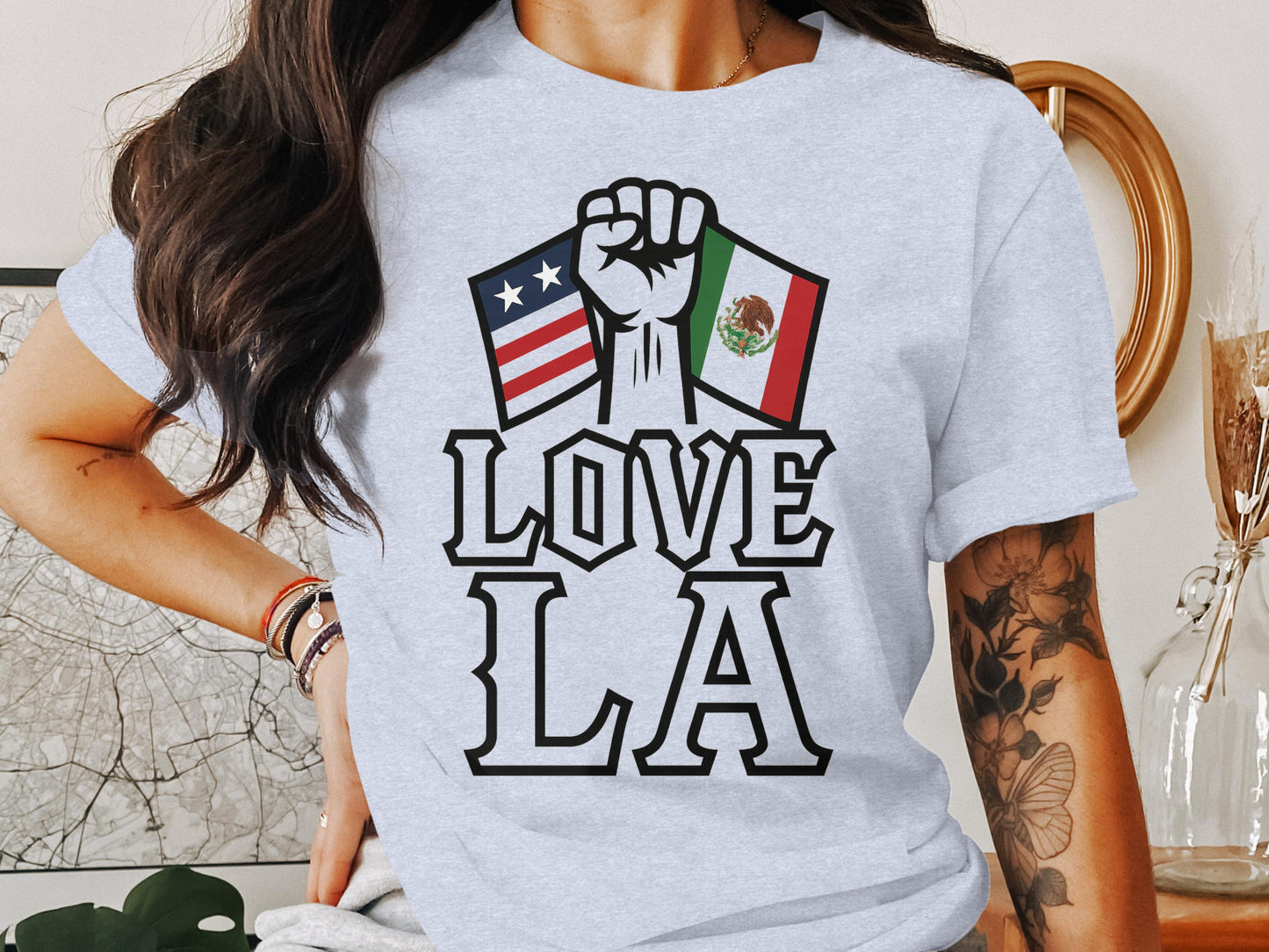 Love LA Graphic Tee with Raised Fist Design product type