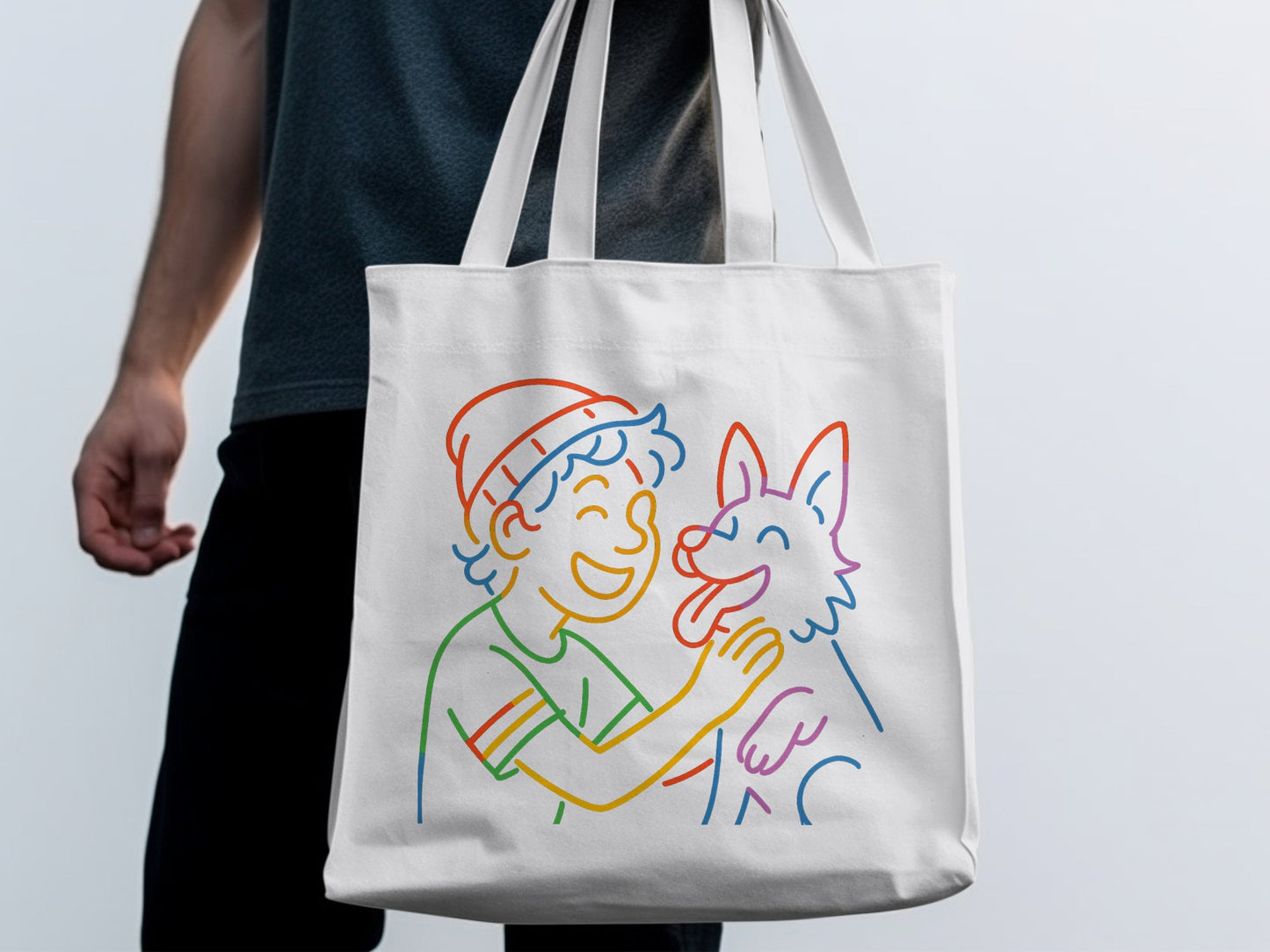 Colorful Illustration Tote Bag with Happy Character product type