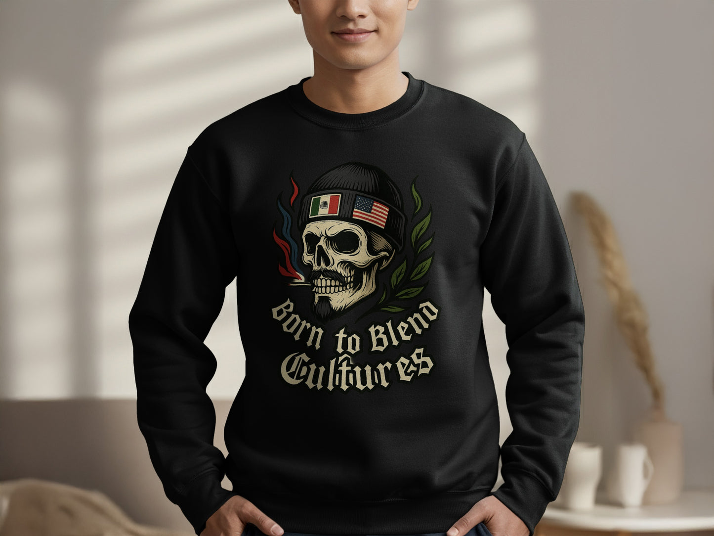 Born to Blend Cultures Skull Design Sweatshirt Product Type
