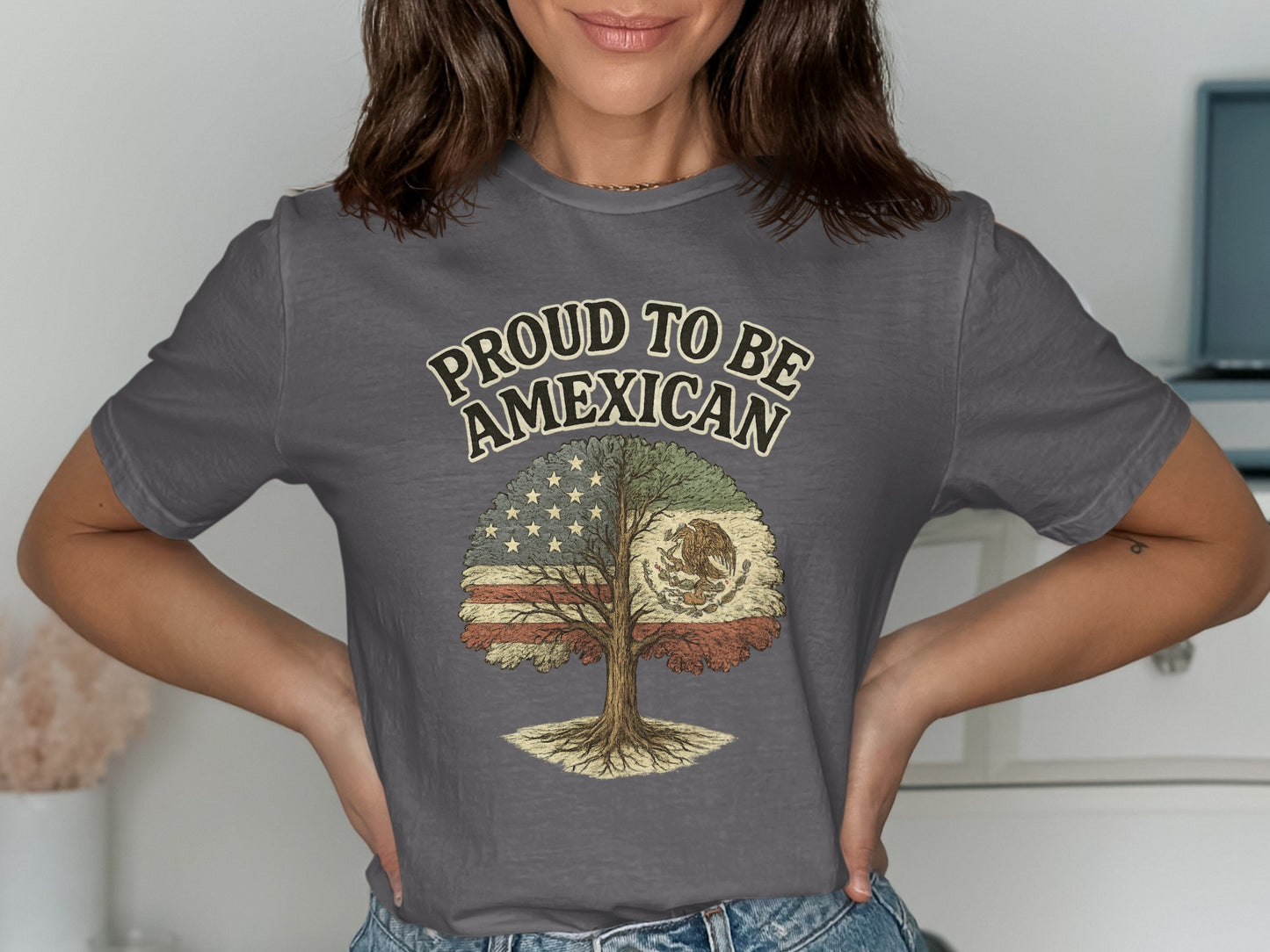 Proud to be Amexican Tree Flag Printed Shirt product