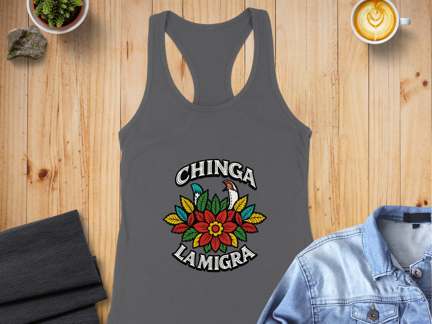 Chinga La Migra Floral Design Women's Tank Top product