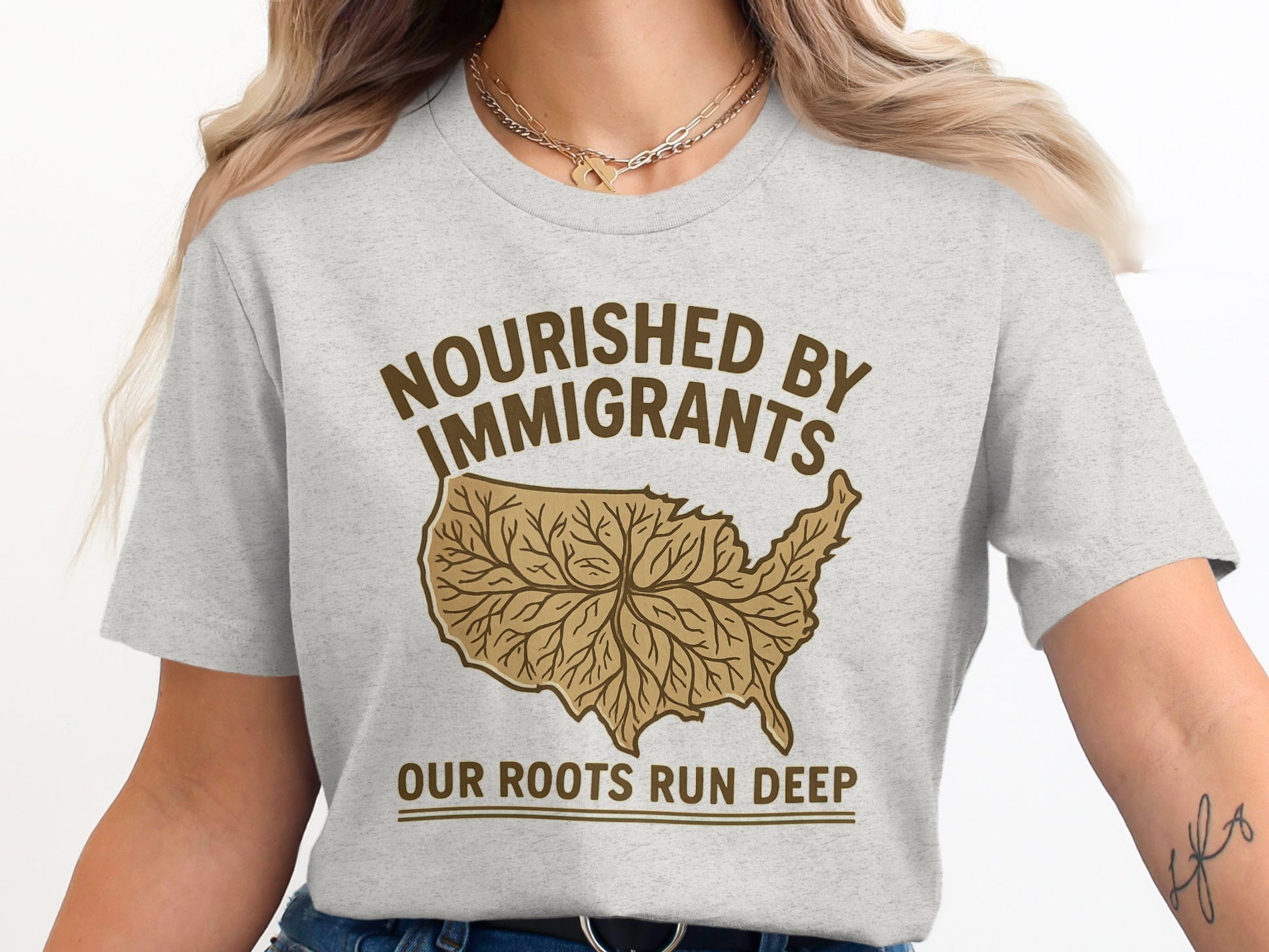 Nourished by Immigrants Our Roots Run Deep Shirt Product