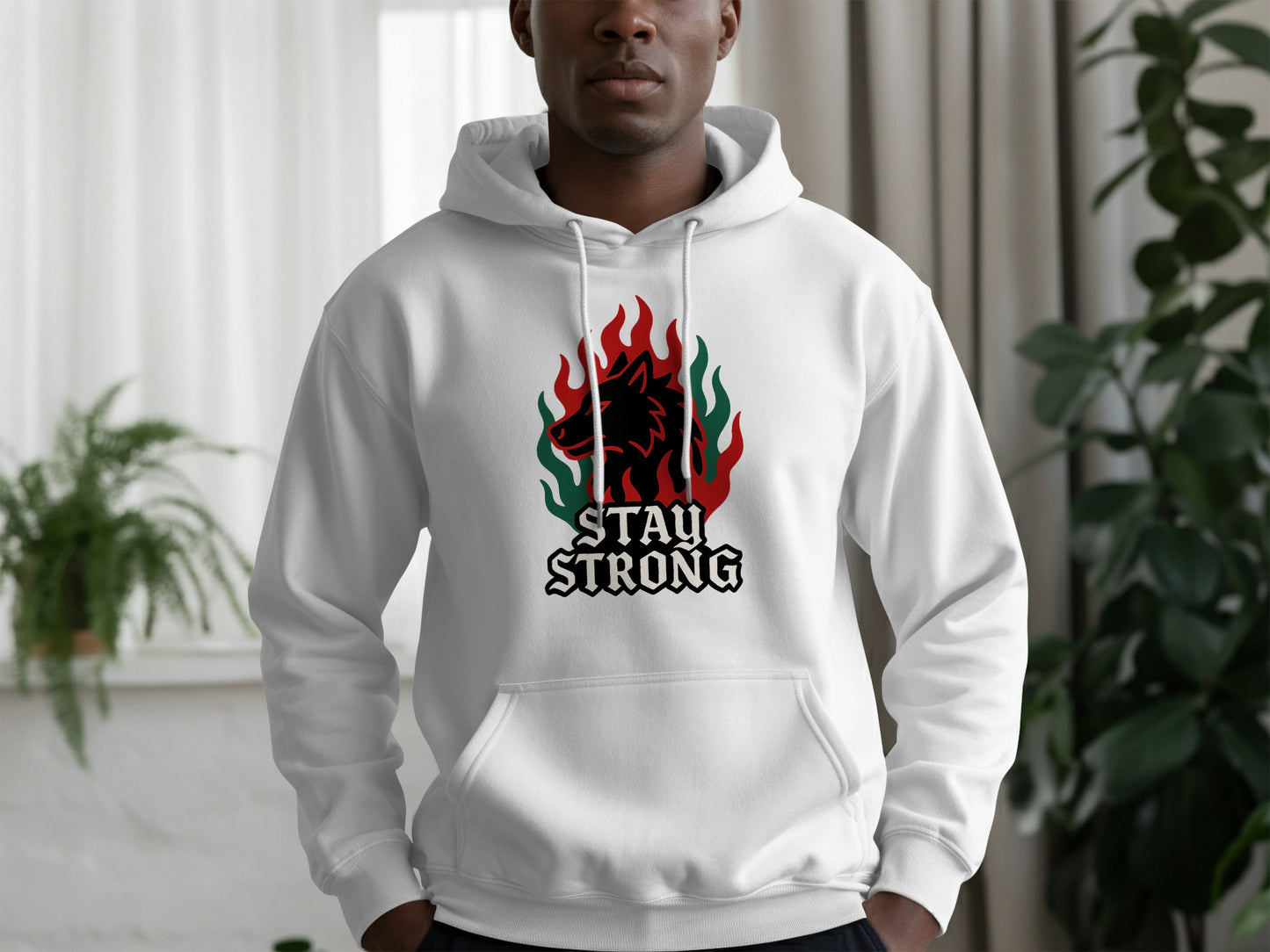 Stay Strong Fiery Wolf Graphic Hoodie product type