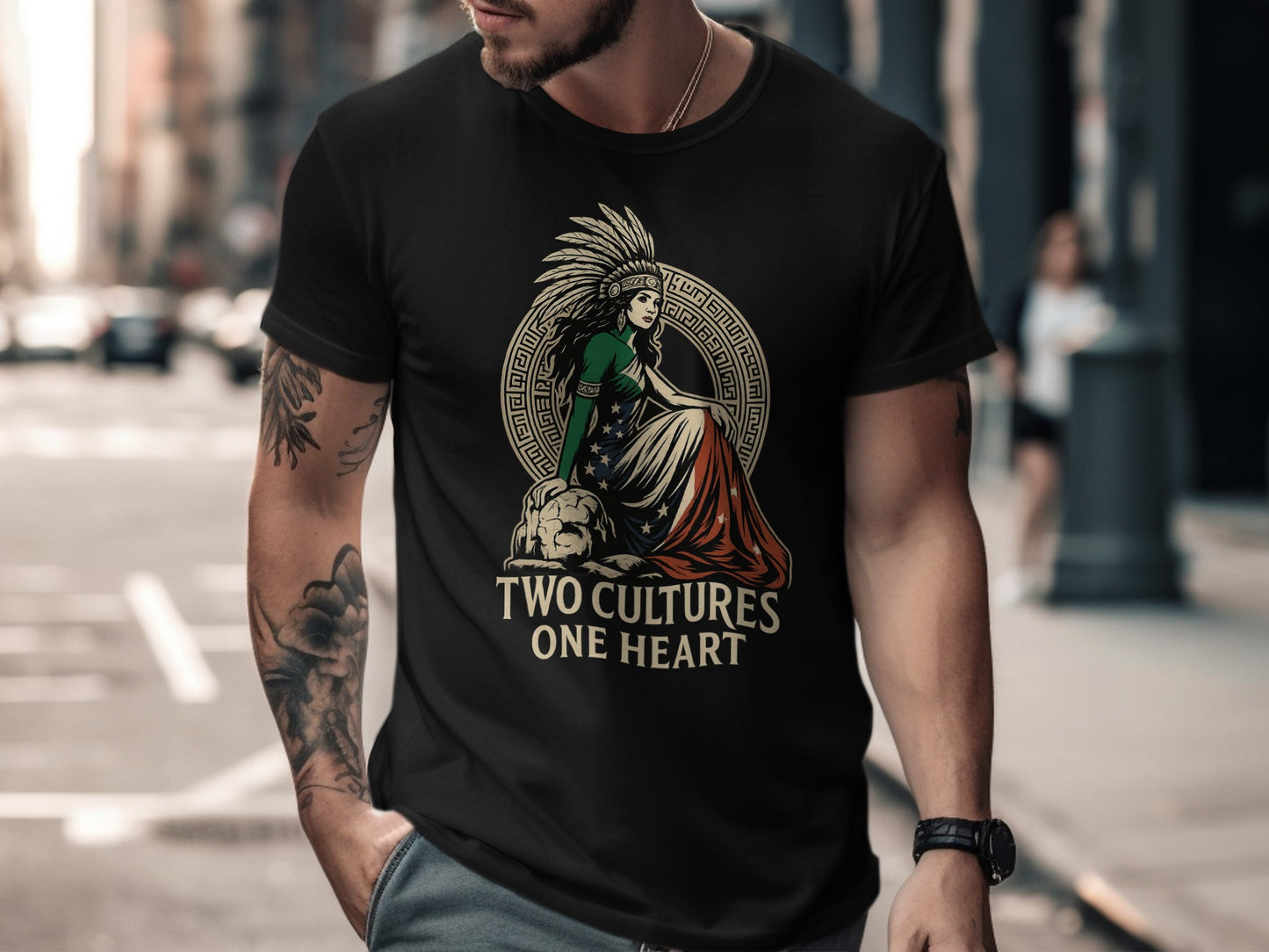 Two Cultures One Heart Graphic Tee Shirt product type