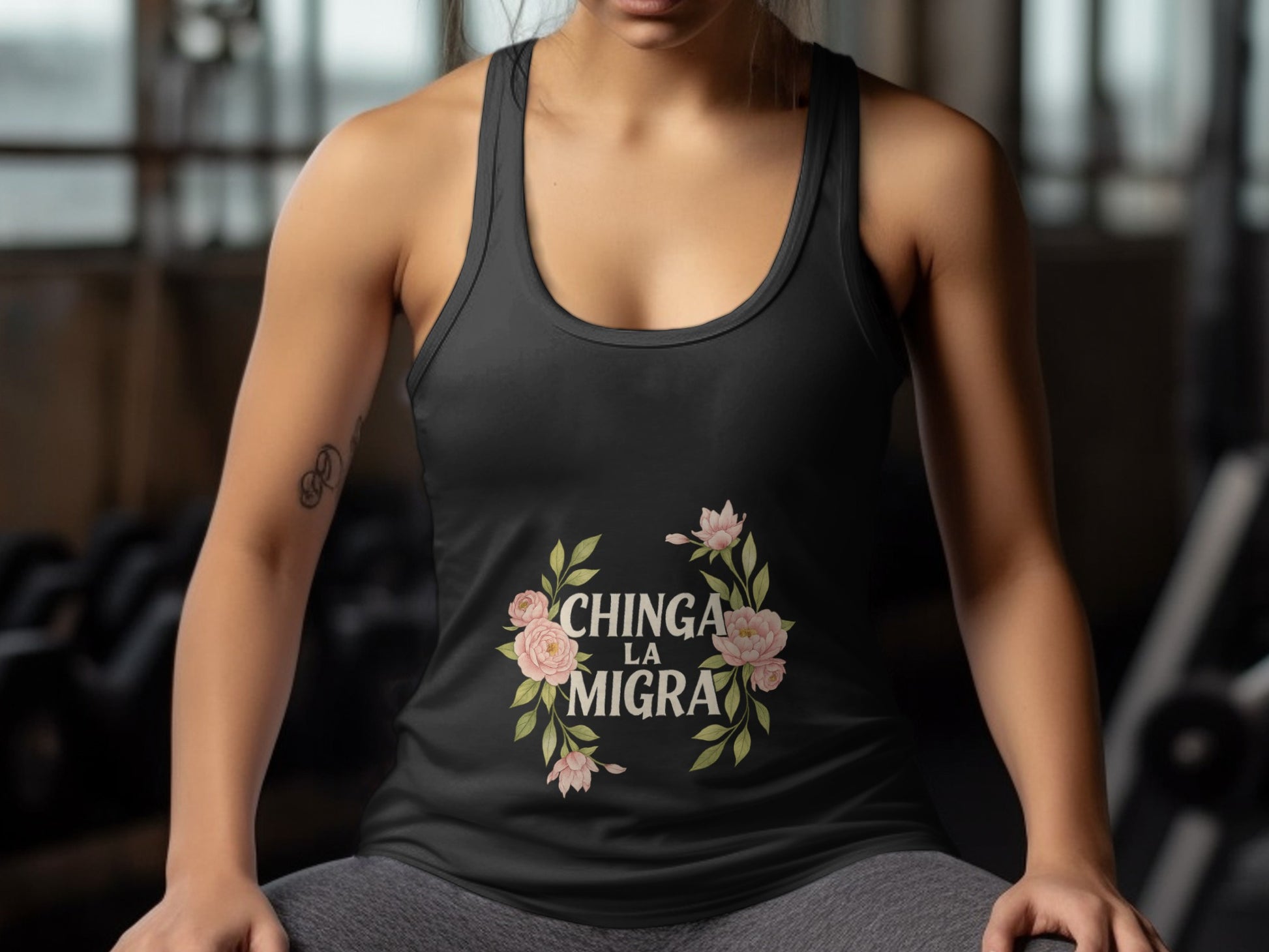 Chinga La Migra Floral Design Women's Tank Top Product