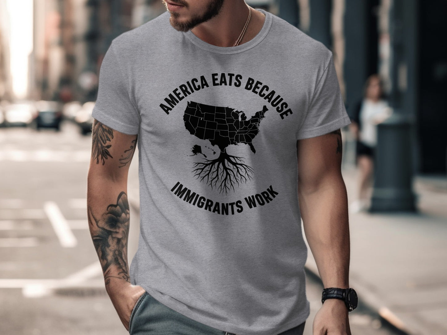 America Eats Because Immigrants Work T-shirt product